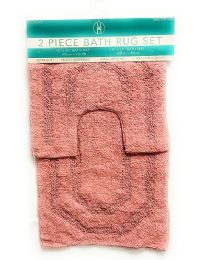 12 Bulk Florance 2-Piece Rose Bath Mat Set