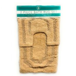 12 Bulk Florance 2-Piece Beige Bath Mat Set