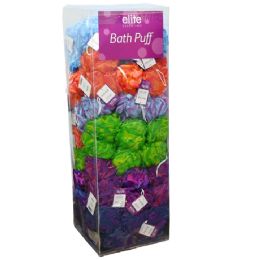 120 Bulk Elite Essentials 120-Piece Elite Bath Puff Pvc Display