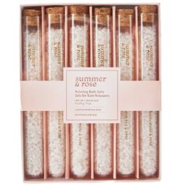 24 Bulk 6-Piece Bath Salts Gift Set with Rose Petals (1 oz Tubes)