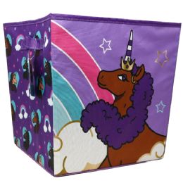 6 Bulk Afro Unicorn Collapsible MultI-Purpose Storage Bin