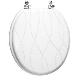 6 Bulk Engraved Criss Cross Design Wood Toilet Seat, White