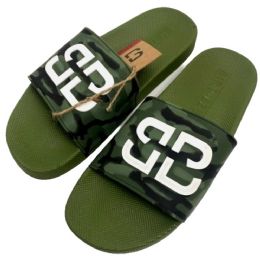 12 Bulk Men Olive Camo Slide Sandals Size 6-11