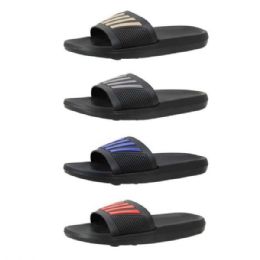 12 Bulk Men's Assorted Striped Slides In Sizes 7-12- No ca