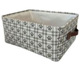 12 Bulk Rectangle Pet Bin Paw Print Grid Aop