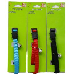 24 Bulk Asst Sm Pet Collar Solid Color w/Bell (Cat or Small Dog)