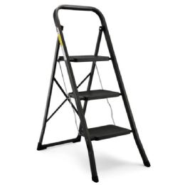 Bulk HB Tower Black 3-Step Ladder Folding Stool with Handle