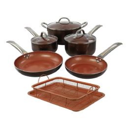 2 Bulk 10pc Gh Alum. Dark Copper NoN-Stick Cookware Set W/induction Base & Ss Hollow Handle