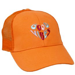 50 Bulk Orange Good Vibes Ladies Trucker Hat