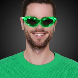 36 Bulk Led Green Sunglasses