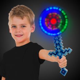 36 Bulk Blue Led Pixel Windmill Sword