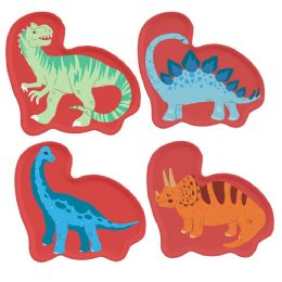 2 Bulk 4pk 9.9-inch Kids Dino Plate - Red Dino