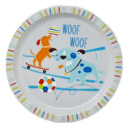 12 Bulk 8.2-inch Kids Rimmed Plate - Dog Print