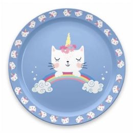 12 Bulk 8.2-inch Kids Rimmed Plate - Unicat Print