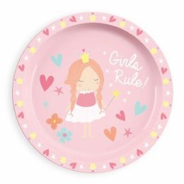 12 Bulk 8.2-inch Kids Rimmed Plate - Girls Rule