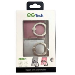 24 Bulk Eg Tech 2 Pack Square Adhesive Cell Phone Ring Grip And Stand