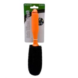 24 Bulk 10 inch Auto Wheel Bristle Head Brush In Assorted Handle Colors