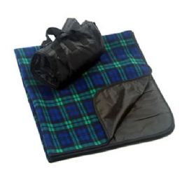 20 Bulk Blackwatch Fleece Nylon Picnic Blanket 50 X 60 in