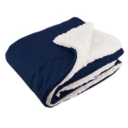 10 Bulk Navy Micro Mink Sherpa Blanket 50 X 60 in