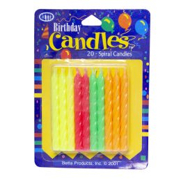 125 Bulk Fluorescent Spiral Birthday Candles (20-Count)