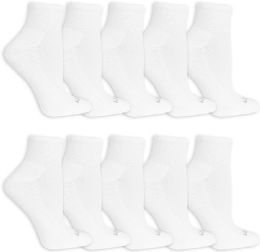 180 Bulk Fruit Of The Loom Women's Everyday Soft Cushioned Ankle Socks White