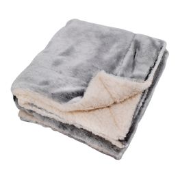 10 Bulk Grey Faux Fur Sherpa Blanket 50 X 60 in