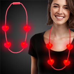 36 Bulk LED Jumbo Heart Bead Necklaces
