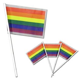 912 Bulk Rainbow Pride 4 inch x 6 inch Plastic Flags