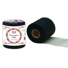 12 Bulk Decoration Tulle Black 6"x25yd
