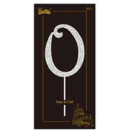 24 Bulk Rhinestone Cake Topper #0 W/stick 2x4" Silver