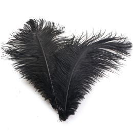 12 Bulk Ostrich Feather Black 22-24-inch