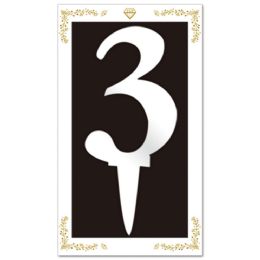 24 Bulk #97300sl3 Cake Topper Silver #3 6.3-inch/16cm