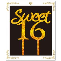 24 Bulk 6.3-inch cake Topper Gold "sweet 16"