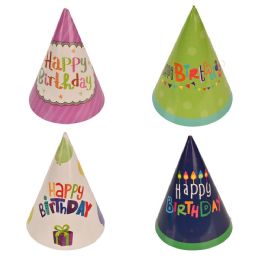 60 Bulk 8-Inch/8ct B'day Hat Astd Dsgn 60s