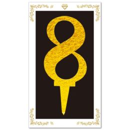 24 Bulk #97300gd8 Cake Topper Gold #8 6.3-inch/16cm