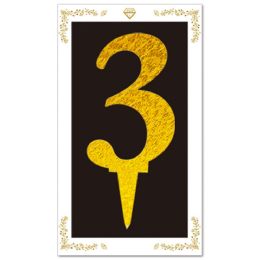 24 Bulk #97300gd3 Cake Topper Gold #3 6.3-inch/16cm