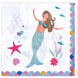 24 Bulk Lunch Napkin Mermaid 20ct 13x13" 2-Ply
