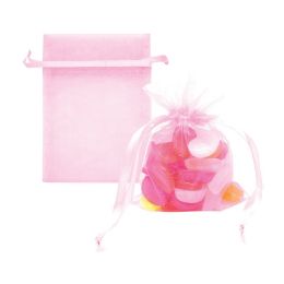 24 Bulk 4x5-inch/5ct Organza Pouche Baby Pink