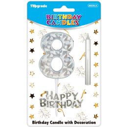24 Bulk B'day Candle Silver #8