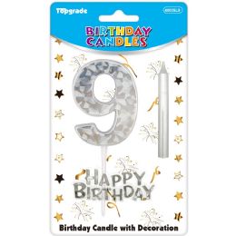 24 Bulk B'day Candle Silver #9