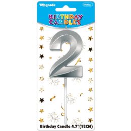 24 Bulk B'day Candle Silver #2
