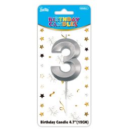 24 Bulk B'day Candle Silver #3