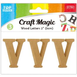 24 Bulk 3pc Wooden Letter "v" 5x4x1cm