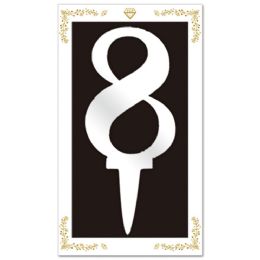 24 Bulk #97300sl8 Cake Topper Silver #8 6.3-inch/16cm