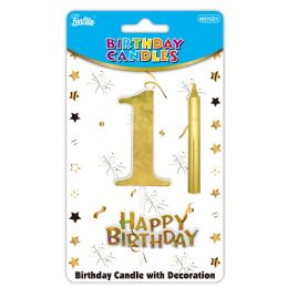 24 Bulk B'day Candle Gold #1