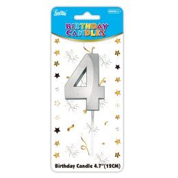 24 Bulk B'day Candle Silver #4