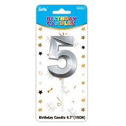 24 Bulk B'day Candle Silver #5