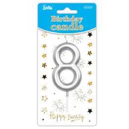 24 Bulk B'day Candle Silver #8