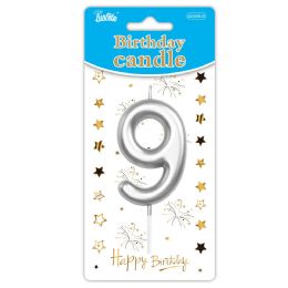24 Bulk B'day Candle Silver #9