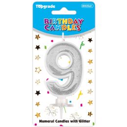 24 Bulk B'day Candle Silver #9